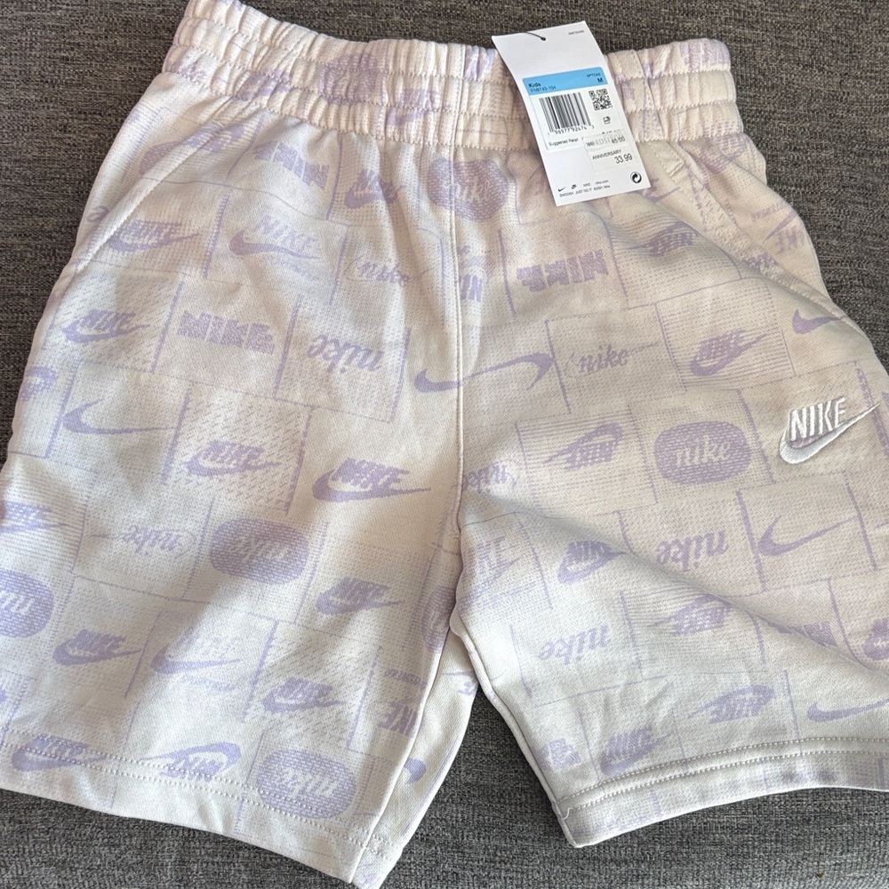 Nike Kids' Purple and Cream Graphic Shorts